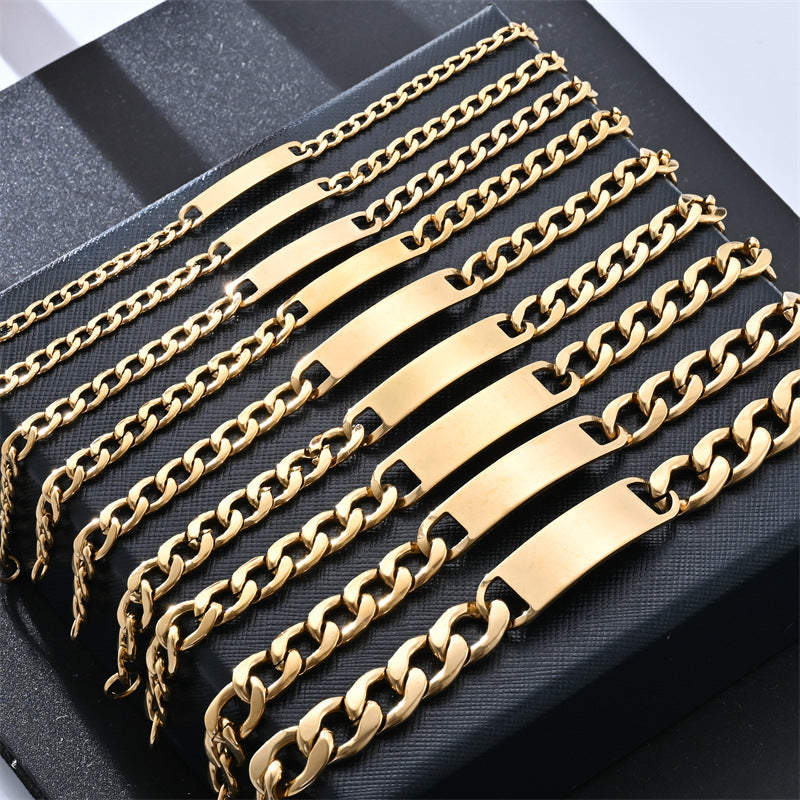 Women's & Men's Stainless Steel One-to-one Couple Curved Fashion Cuban Bracelet