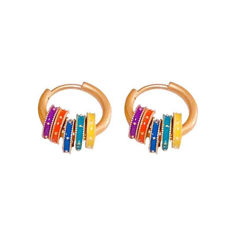 Electroplated Drop Oil Color Ear Clip Earrings