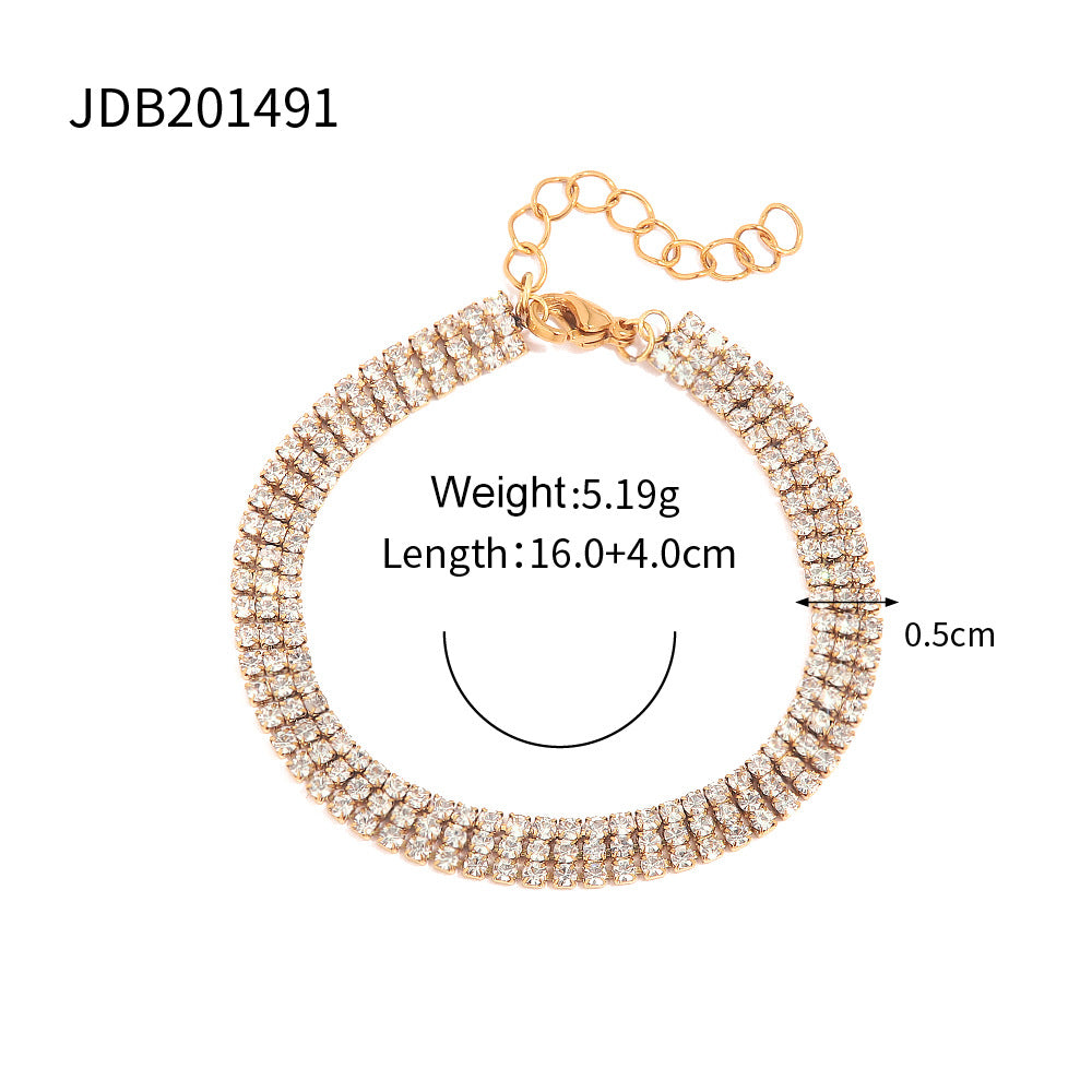 Fashion Gold-plated Rhinestones Stainless Steel Trend Bracelets