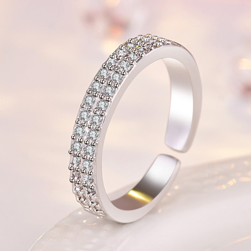 Women's Open-end For Korean Jewelry Double Row Full Rings