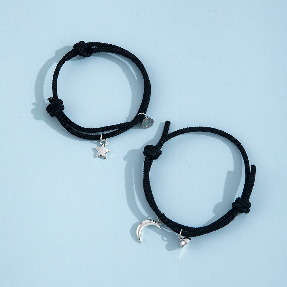 Bracelets réglables en corde faite à la main pour couple de lune et copines