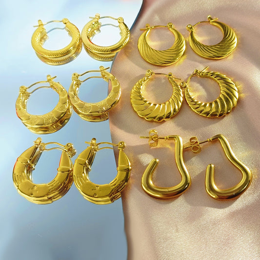 Oil Pressure Craft Titanium Steel Vacuum Gold Plating High Sense Earrings