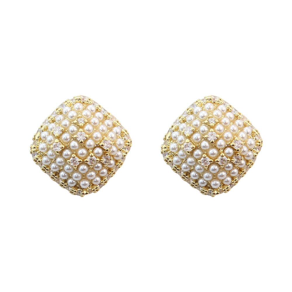 Boucles d'oreilles de haute qualité de style de luxe abordable en perles de diamant