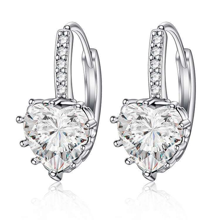 Super Fairy Heart-shaped Zircon High-grade Versatile Classic Love Earrings