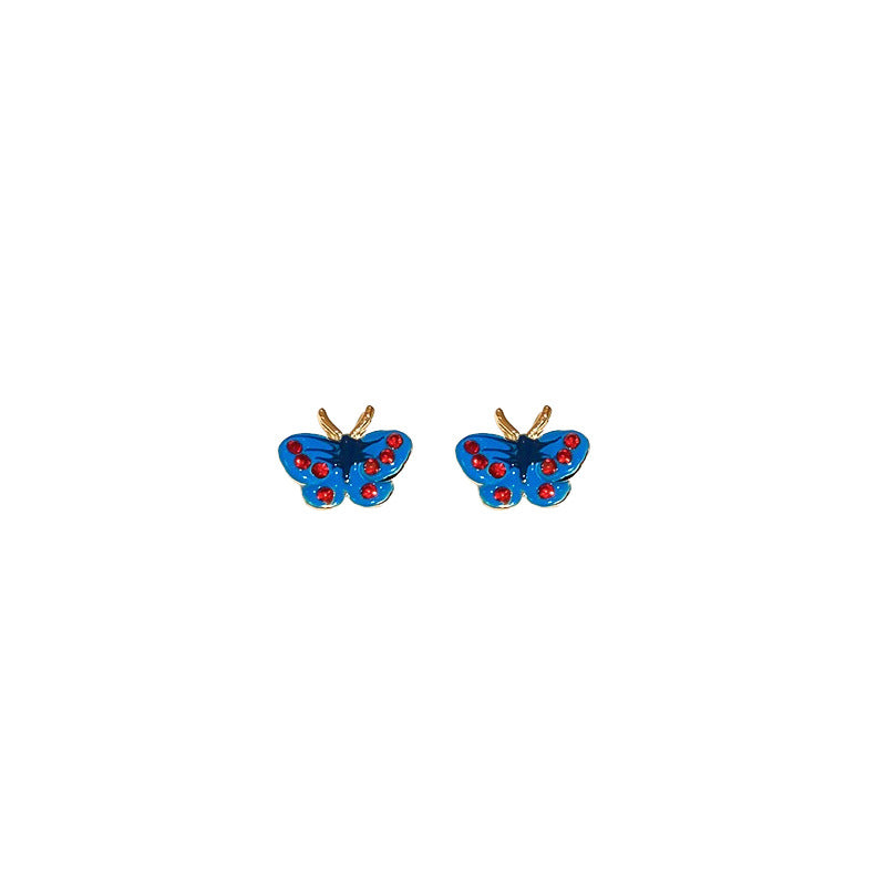 Women's Dripping Diamond Butterfly Sier Sweet Cute Compact Elegant High Sense Earrings