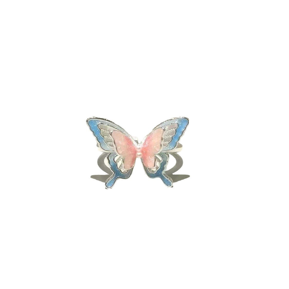 Pink Three-dimensional Butterfly Zircon Beaded Tassel Exquisite Rings