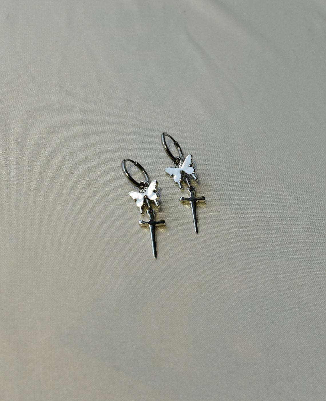 Attractive Versatile Personality Butterfly Dagger Gothic Earrings