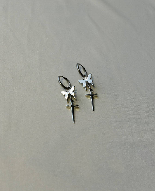 Attractive Versatile Personality Butterfly Dagger Gothic Earrings