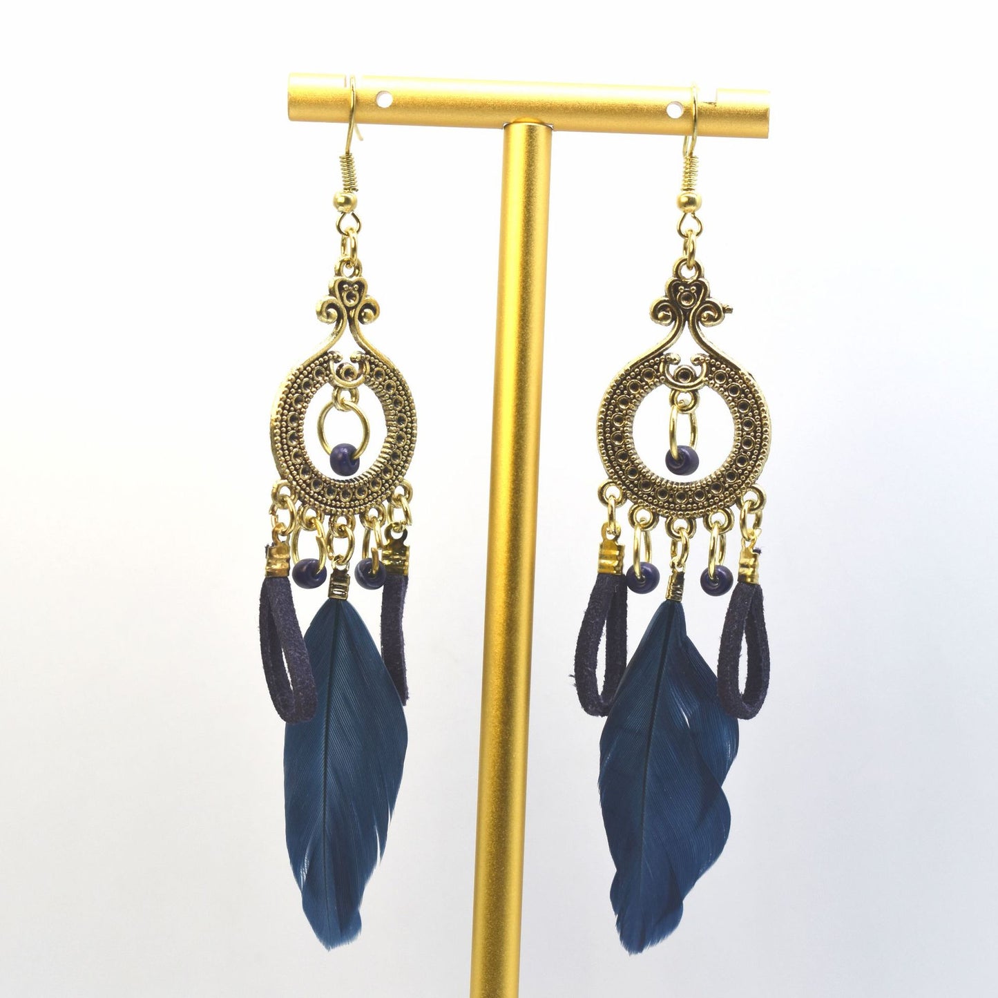 Style Vintage Feather Long Holiday Beads String Earrings