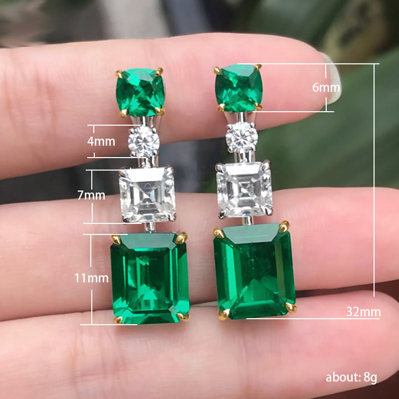 Luxury Emerald Cut Zircon Female Style Earrings