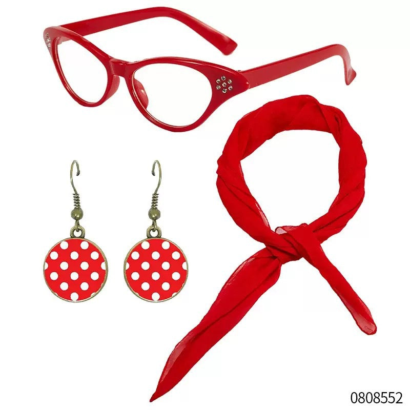 Women's Black White Red Dot Circle Acrylic Generation Retro Suit Jewelry Set