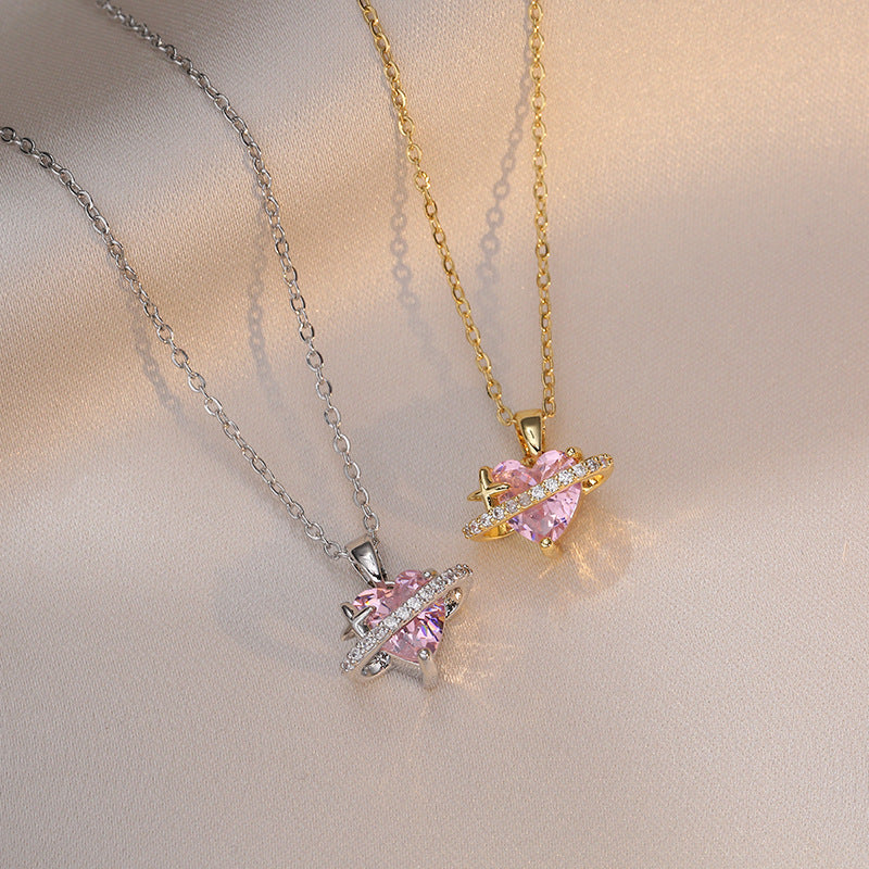 Heart-shaped Zircon Fresh Sweet Mori Pendant Necklaces