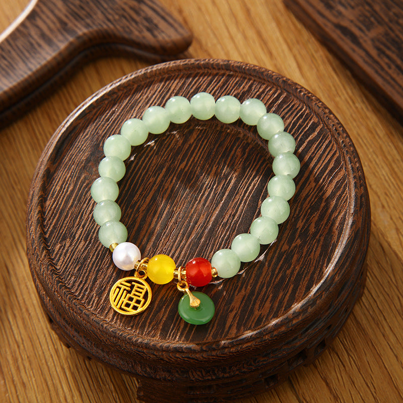 Stil Bunte weibliche String-Armbänder aus Jade-Imitationsmaterial