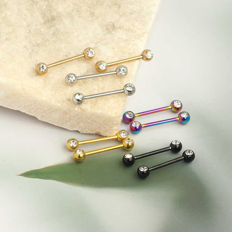 Stainless Steel Cleaning Ball Frosted Diamond Tongue Pin Earrings