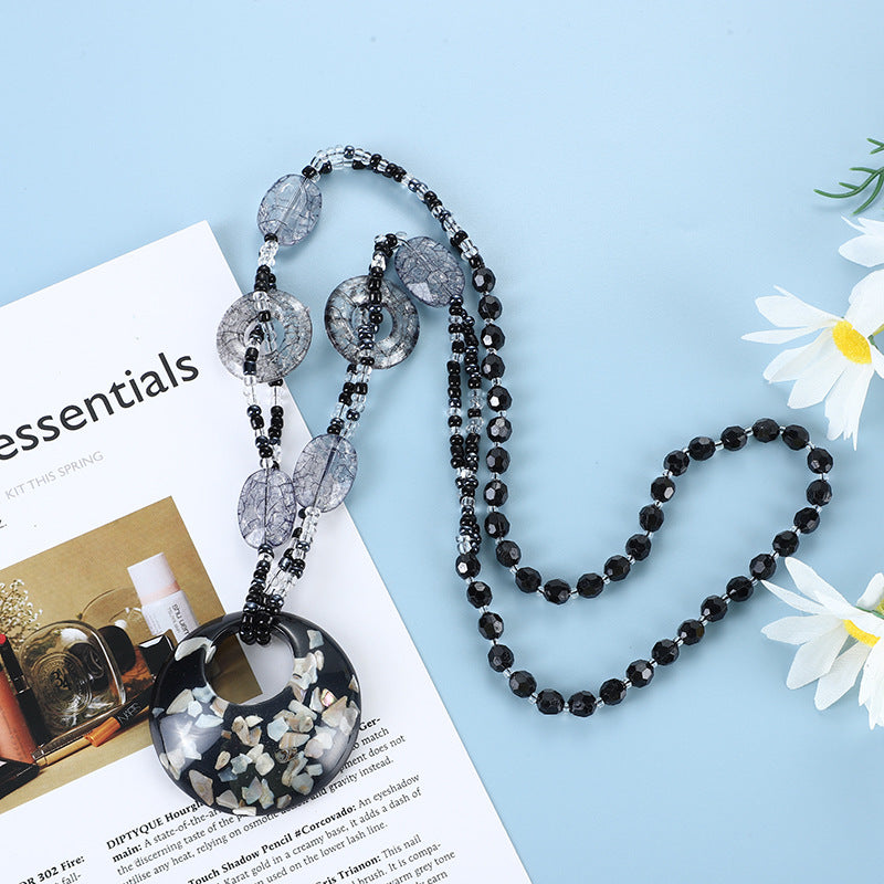 Women's Ethnic Style Vintage Peace Buckle Sweater Chain Live Popular Necklace