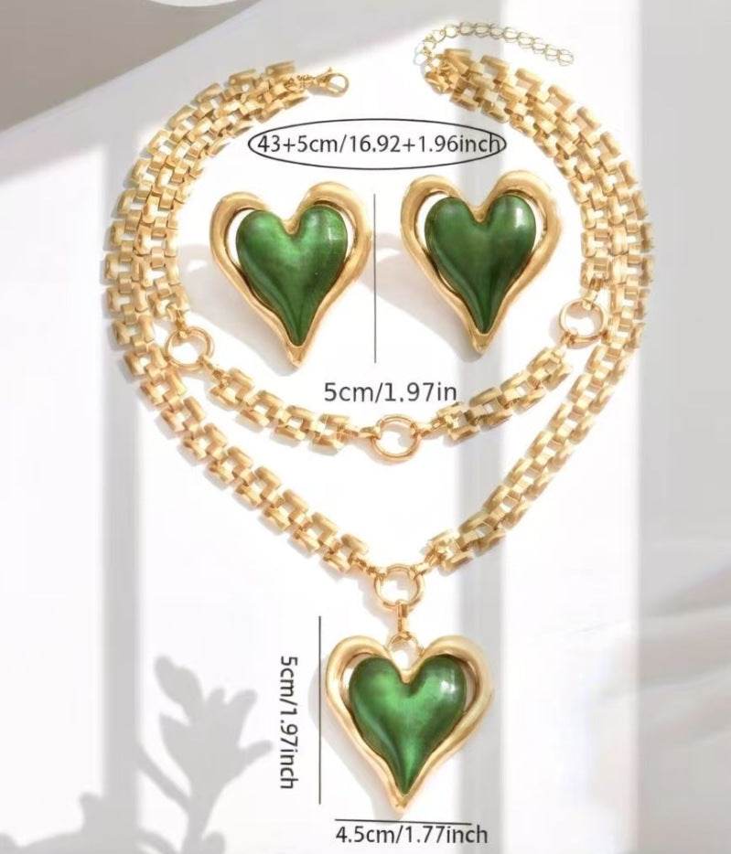 Valentine's Day Exaggerated Oversized Heart Temperament Jewelry Set