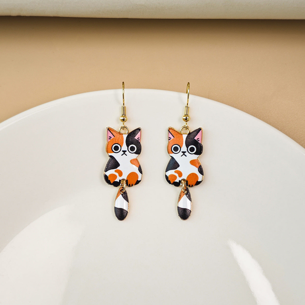 Women's Simple Fun Cute Cat Creative Personalized Dripping Oil Earrings