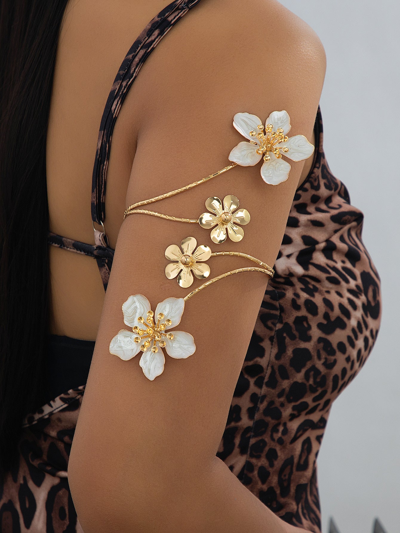 Flowers Armband Metal Opening Fashion Five Petal Flower Bracelet