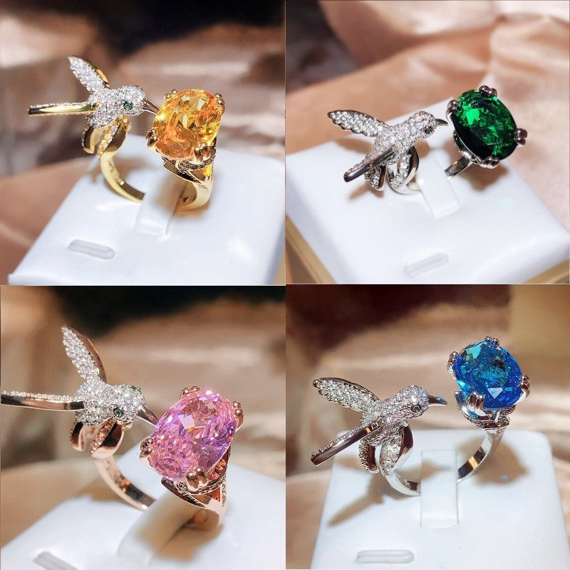 Women's Ding Design Colored Gems Simulation Santa Maria Rings