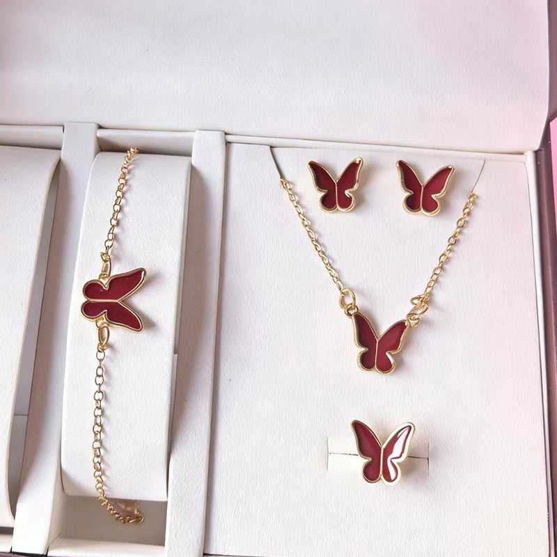 Drip Glazed Exquisite Simple Minority Fashion High-grade Clavicle Chain Elegant Jewelry Set