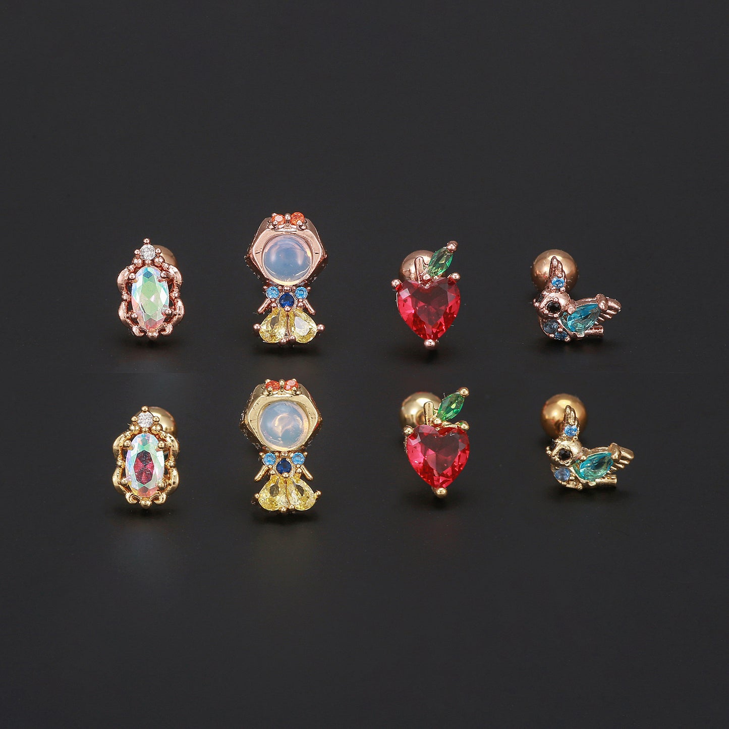 Color Zircon Ear Bone Light Luxury Cartoon Princess Earrings