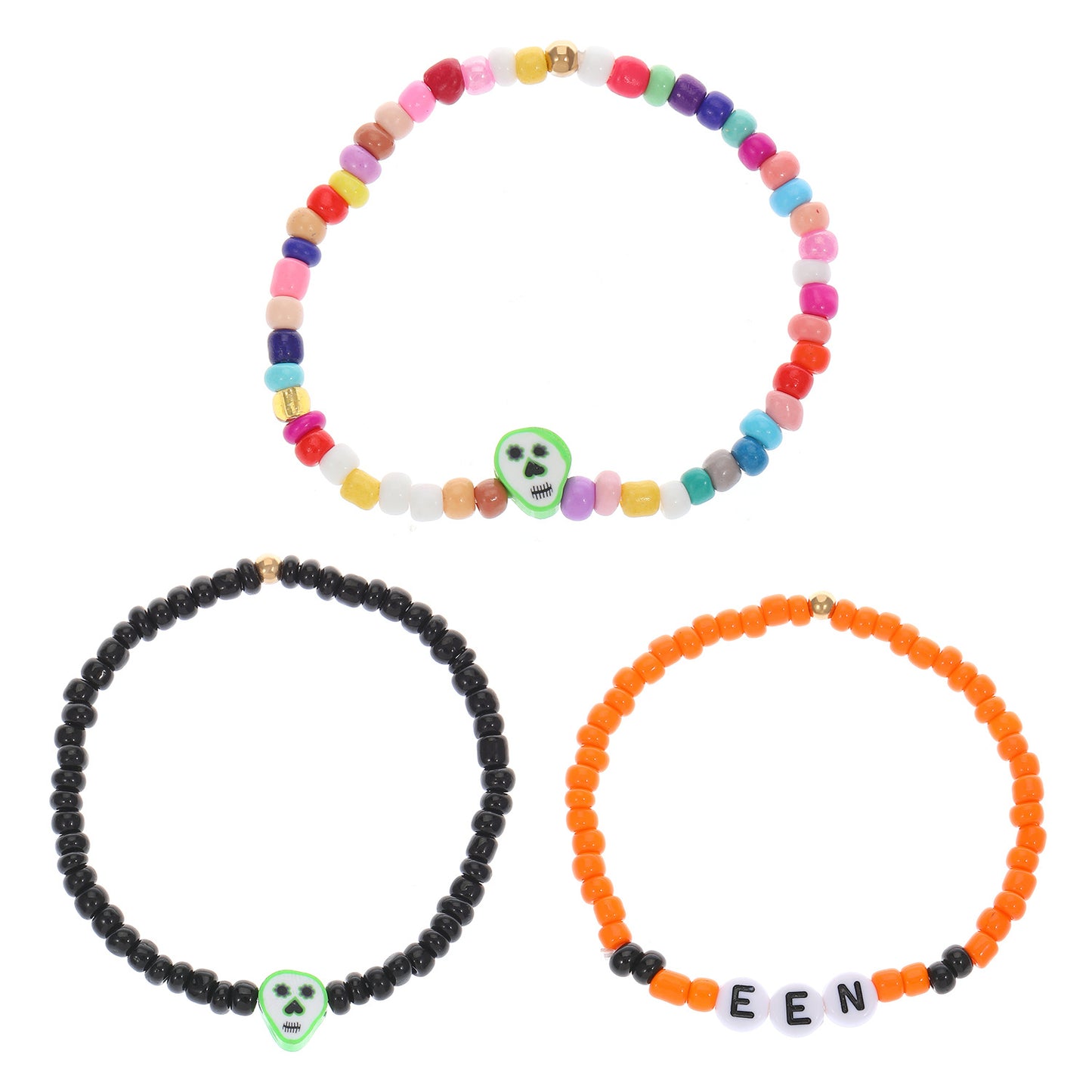 Costume de perles avec lettres anglaises d'Halloween, bracelets fantômes bohème