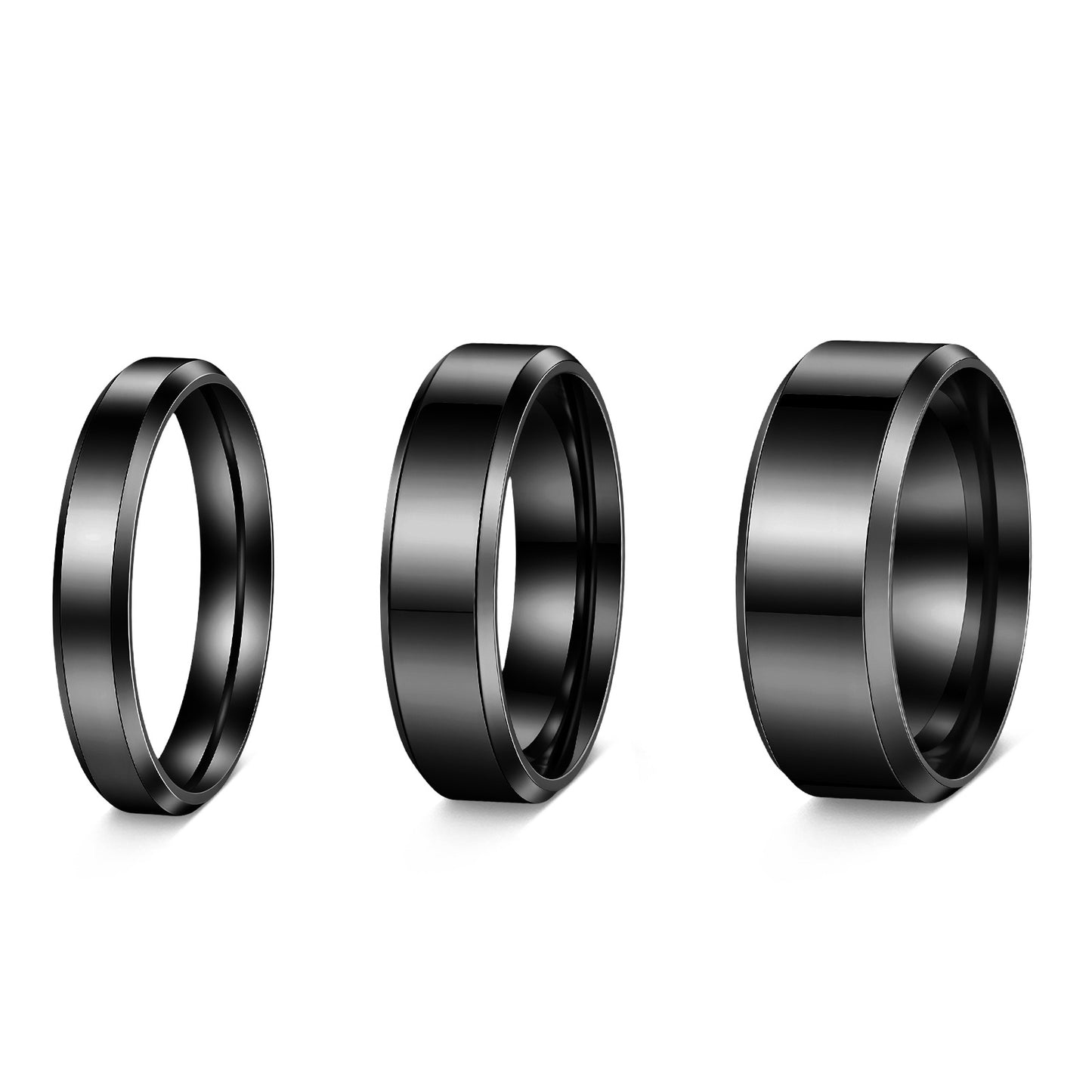 Women's & Men's Glossy Double Beveled Titanium Steel Wide Fashion Ring