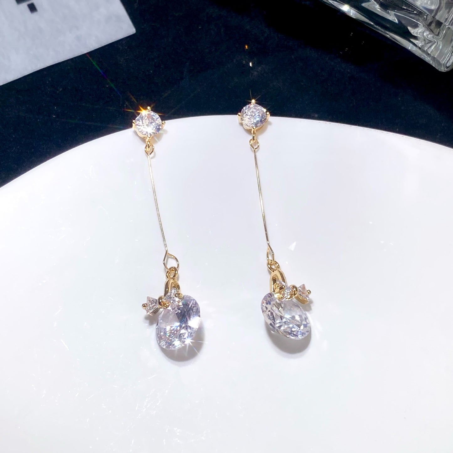 Eardrops Temperament Studded With Zircon Simple Female Earrings