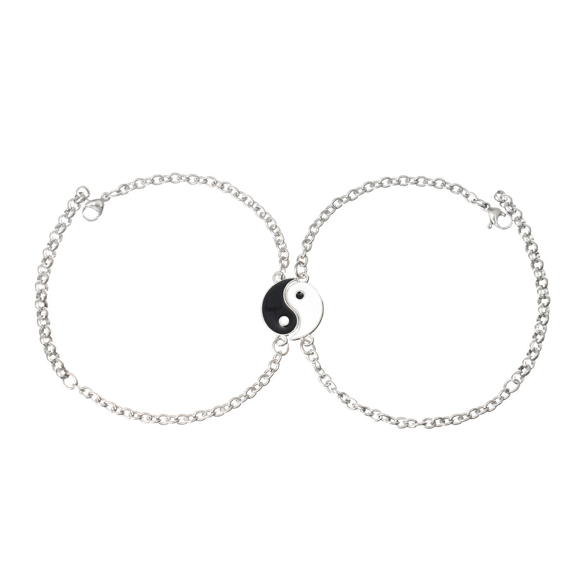 Bracelets double couple en acier inoxydable pour femmes, hommes et Tai