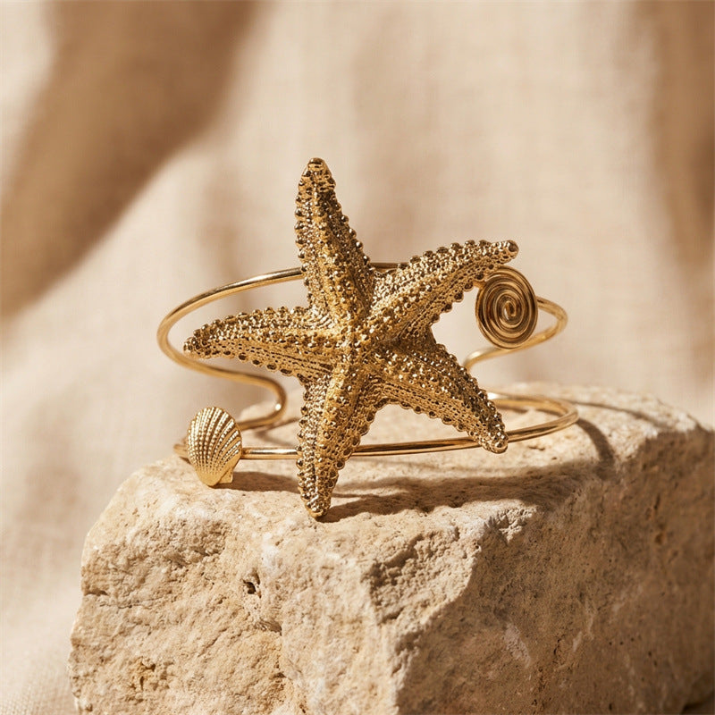 Style Exaggerated Starfish Metal Opening Bohemian Beach Bracelet