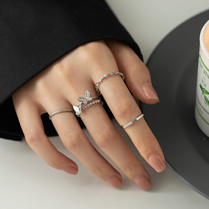 Clearance Vintage Creative Heart Hollow Butterfly Rings