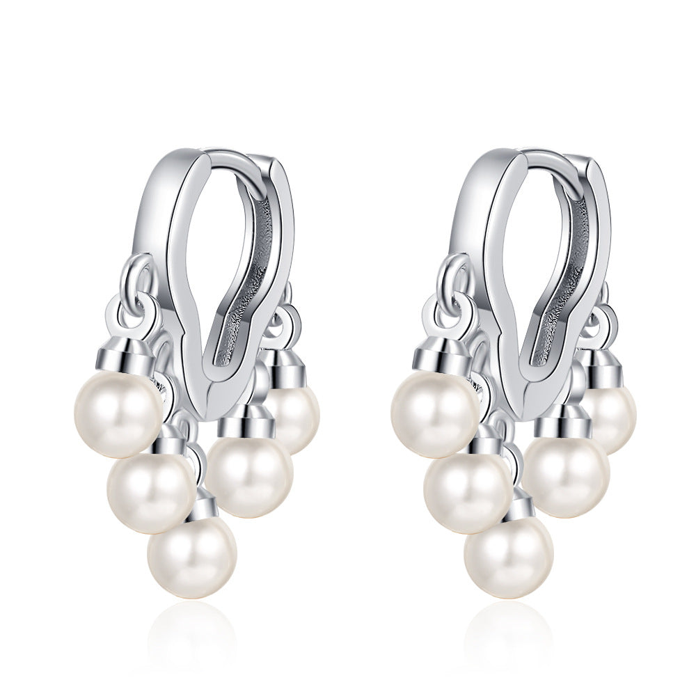 Pearl Tassel Exquisite Style Wave Pattern Female Ear Earrings