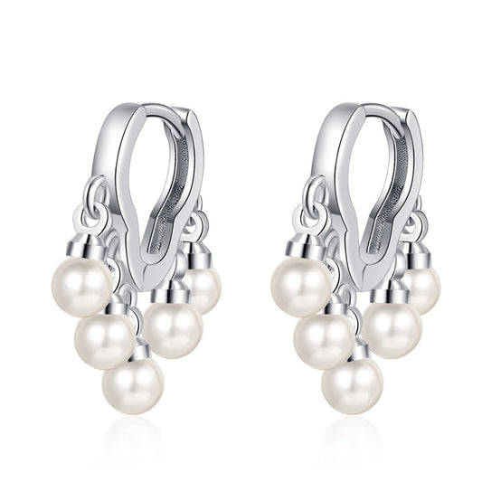 Pearl Tassel Exquisite Style Wave Pattern Female Ear Earrings