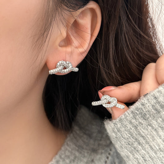 Women's Exquisite Knotted High-grade Full Diamond Micro Earrings