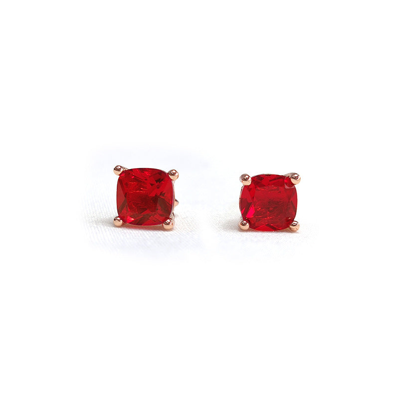 Ruby Rose Gold High-grade Red Diamond Ear Jewelry Set