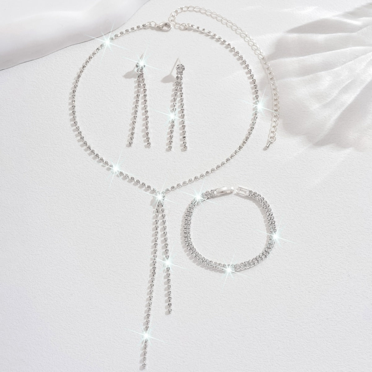Delicate Super Shining Crystal Ear Clip Bridal Wedding Dress Formal Necklaces