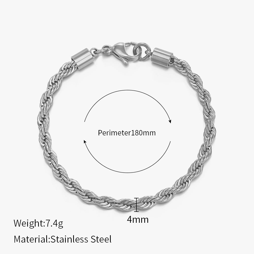 Women's Fashion Gold-plated Twist Chain Stainless Steel Bracelets