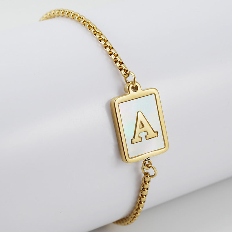 Shell Letter Lala Female Stainless Square Bracelets