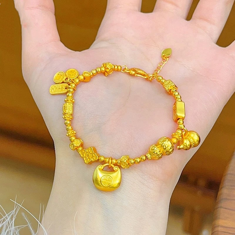 Style Alluvial Gold Gourd Fat Fu Wrapped Bracelets