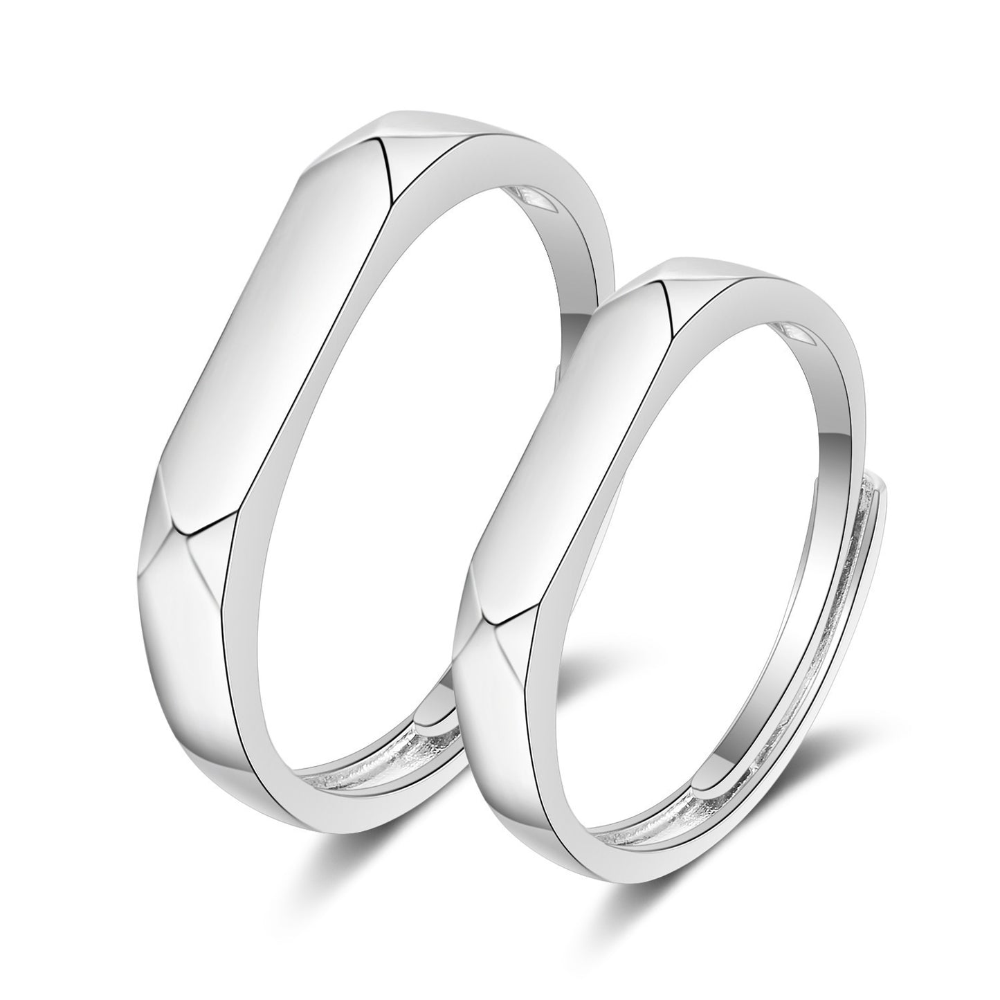 Women's & Men's Style Couple Sier Plated Open Live Rings