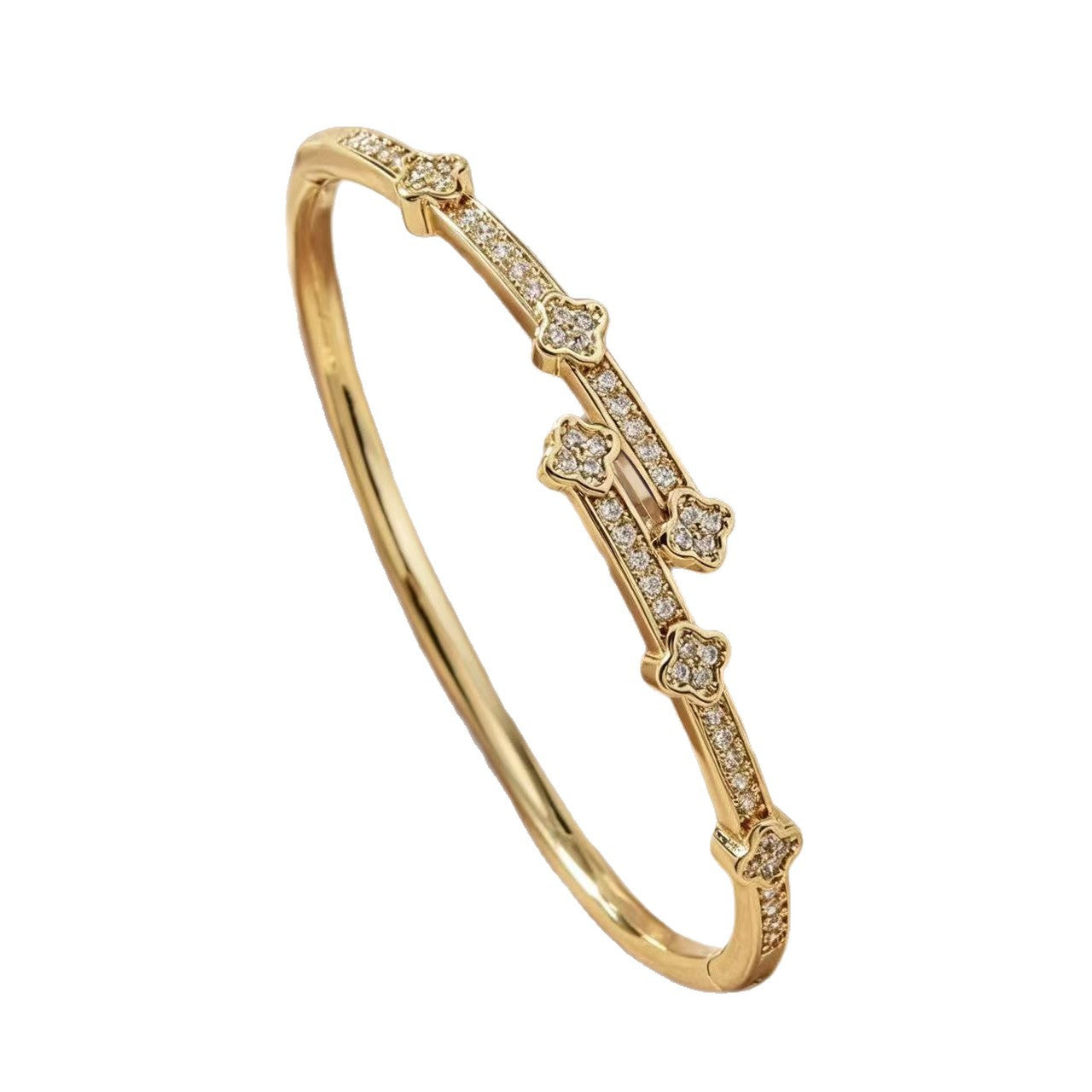 Korean Style Grass Diamond Clover Design Light Luxury High Sense Bracelets