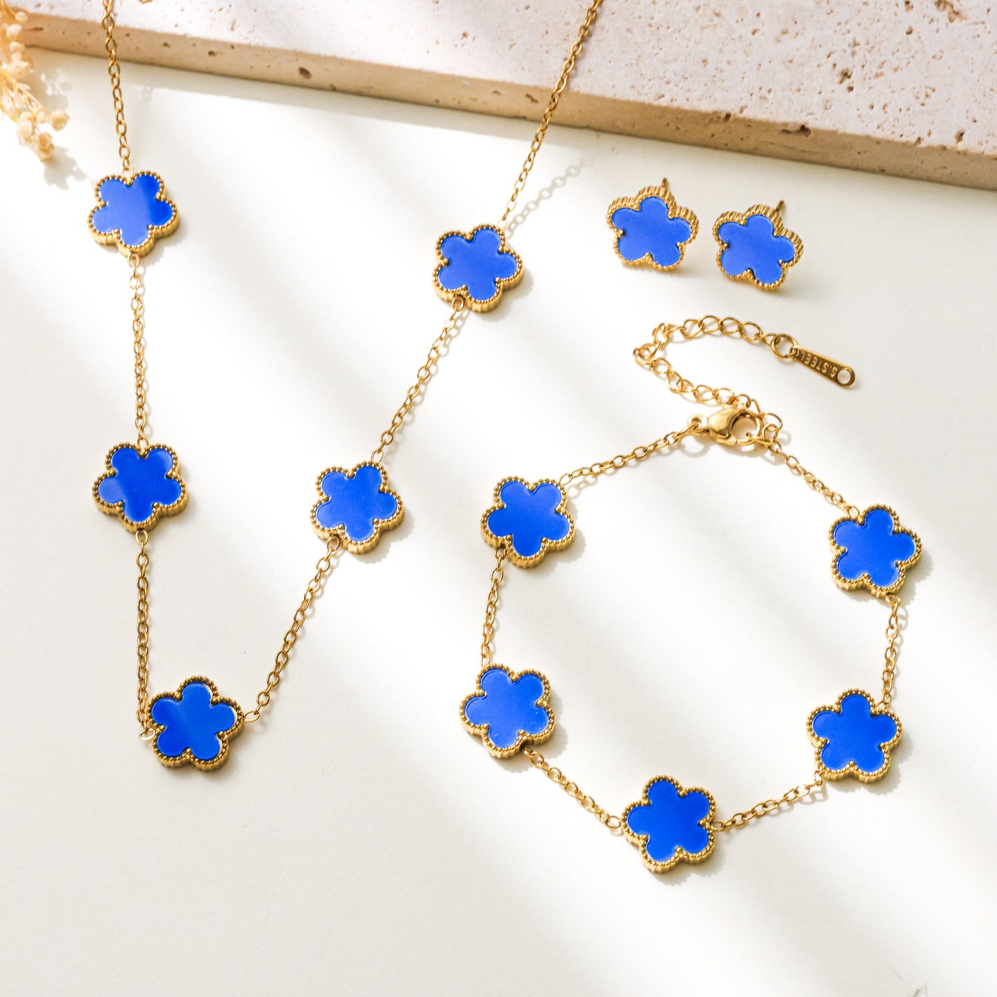 Parthenocissus Grass Stainless Steel Fashion Commuter Jewelry Set