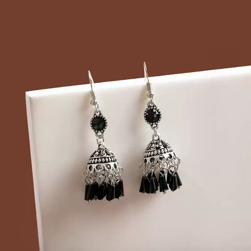 Ethnic Style Tassel Long Bohemian Crystal Yunnan Summer Earrings