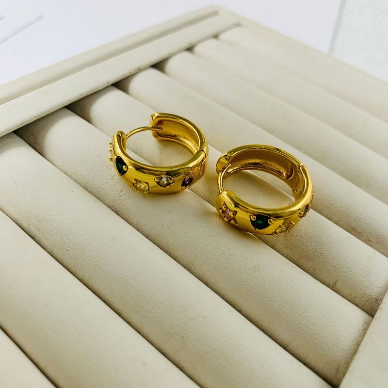 Real Gold Electroplating Simple Exquisite Color Zircon Special Interest Light Stud Earrings