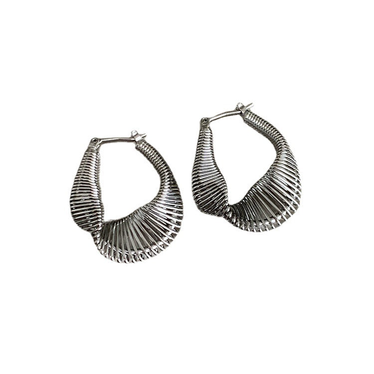 Women's Exaggerated Metallic Twisted Ear Clip Geometric Coil Line Earrings