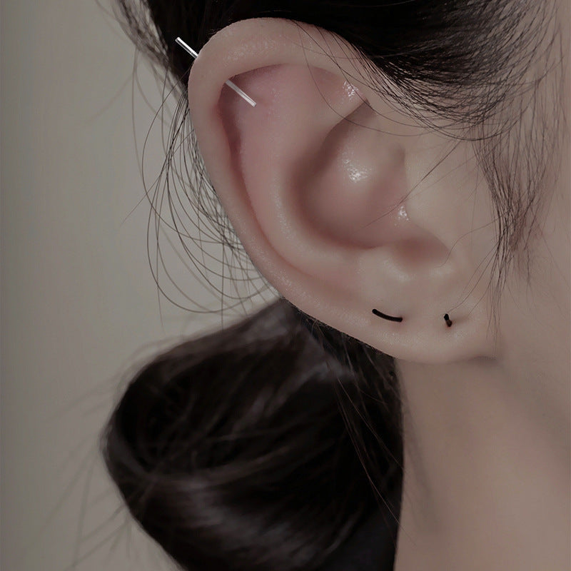 Women's Sier Ear Minority Simple Bar Bone Earrings