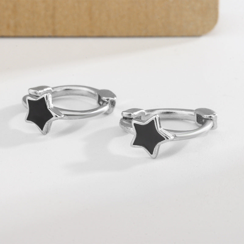 Epoxy Clover Heart Geometric Retro Style Ear Clip Earrings