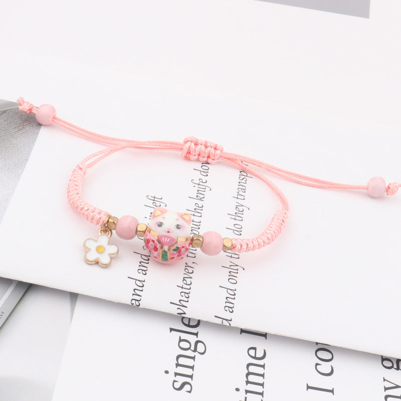 Cute Cartoon Lucky Cat Candy Color Bracelets