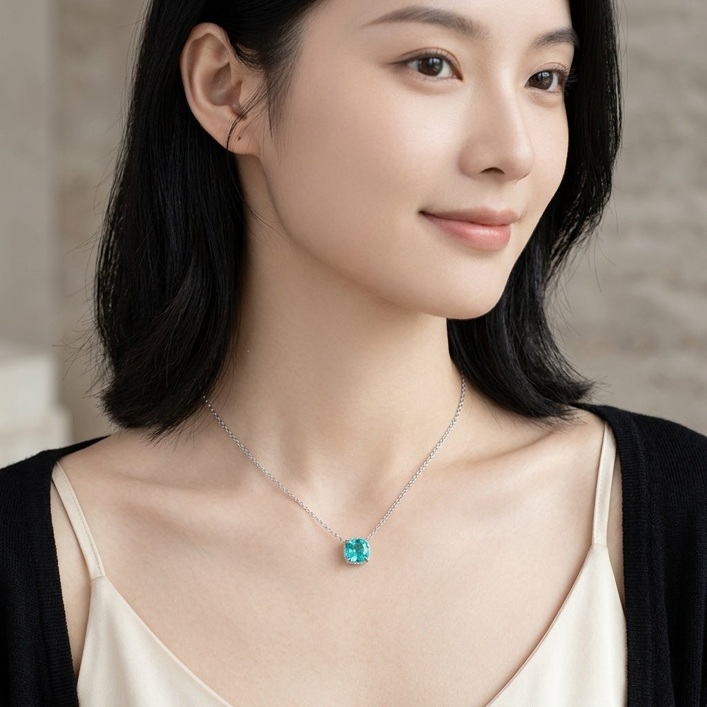 High Carbon Rhinestone Green Colored Gems Princess Pendants