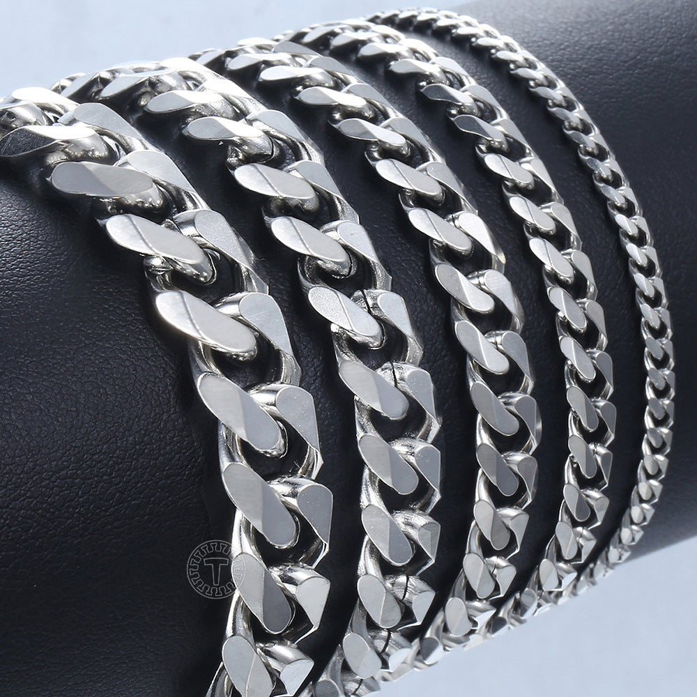 Women's & Men's Steel Hip Hop Simple Titanium Flat Bracelets
